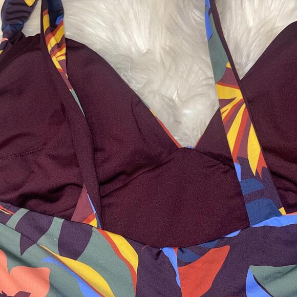 New CACHE COEUR Maternity MALIBU REVERSIBLE Floral & Solid ONE-PIECE SWIMSUIT XL - Picture 8 of 11